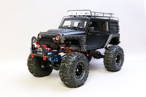 Custom 1/10 RC JEEP WRANGLER RUBICON 2-Speed Truck w/ Engine Sounds 8.4V *RTR* -BLACK-