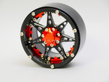 RC Truck Wheels 2.2 ALUMINUM Beadlock 7 Star RIMS BLACK W/ RED