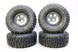 RC Truck Rims 1.9 Metal BEADLOCK 6 STAR Wheels  W/ 120mm PB Tires (4pcs) -GUN METAL- Soft