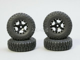 For Axial SCX24 WHEELS TIRES Set 52mm Aluminum Rims + Tires (4pcs) BLACK