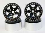 RC Truck Rims 1.9 Metal BEADLOCK 6 STAR Wheels-BLACK- 4pcs
