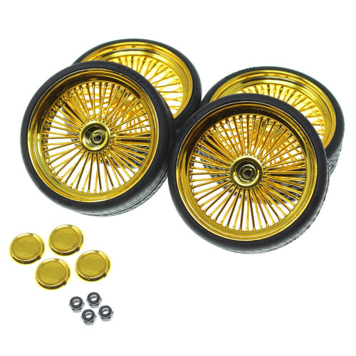 1/10 Low Rider 26" WHEELS + TIRE Set (4PCS) -GOLD CHROME-#RER19793