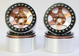 RC Truck Rims 1.9 Metal BEADLOCK 6 STAR Wheels-BRONZE- 4pcs