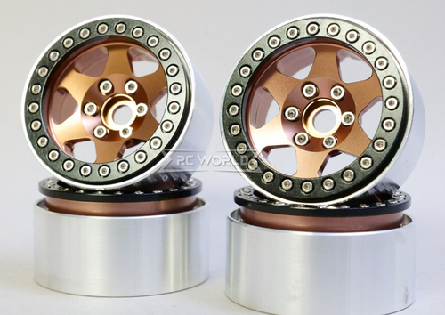 RC Truck Rims 1.9 Metal Beadlock 6 STAR Wheels-BRONZE- 4pcs
