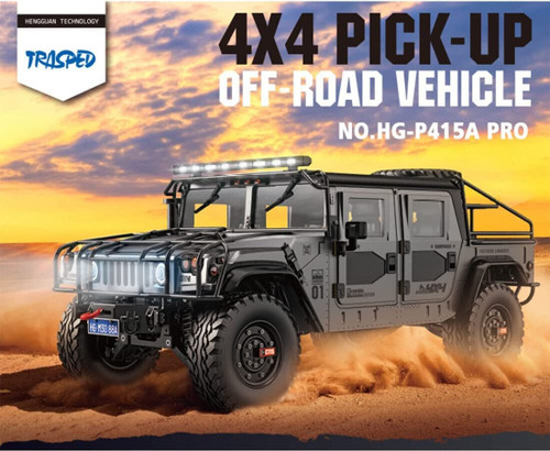 RC 1/10 HUMMER 4X4 Truck Full Option Pro 2-Speed/Sounds/LED/Smoke *RTR* GRAY