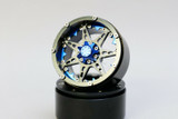 RC Truck Wheels 2.2 ALUMINUM Beadlock 7 Star RIMS BLACK W/ BLUE