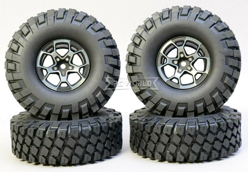 1/10 Metal TRUCK WHEELS 1.9 Beadlock Rims - JEEP STYLE - W/ TIRES 4pcs