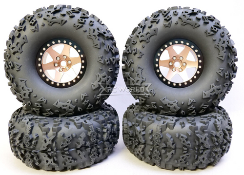 RC Truck Wheels 2.2 METAL Beadlock 6 Star W/ 140MM Tires -BRONZE- (4PCS)