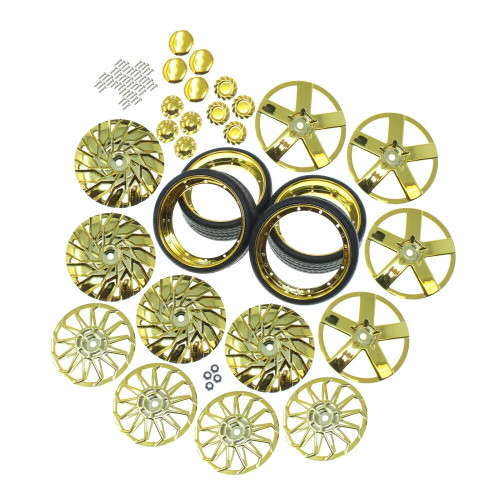 1/10 Low Rider 26" WHEELS + TIRE Set GOLD CHROME 3 Style #RER19791