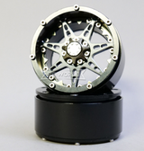 RC Truck Wheels 2.2 ALUMINUM Beadlock 7 Star RIMS BLACK W/ BLACK