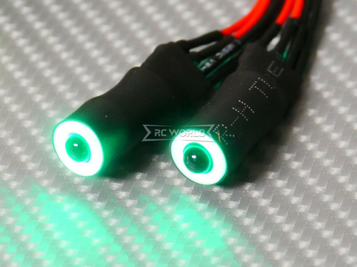 RC LED 10mm HALO LED Headlights - WHITE Center - GREEN HALO - W/ Switch