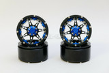 1/10 Truck Wheels 2.2  Aluminum RIMS Beadlock   7 Star RIMS + TIRES 140MM BLACK W/ BLUE