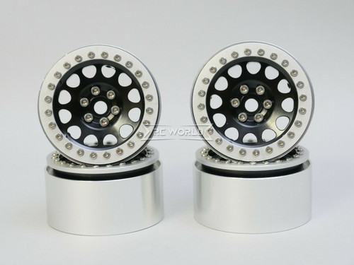 1/10 Truck Wheels 2.2  Metal RIMS V2 Beadlock  BLACK/SILVER Rings