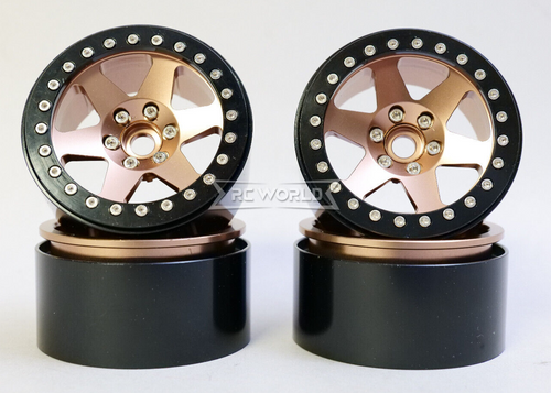RC Truck Wheels 2.2 ALUMINUM Beadlock 6 Star RIMS -BRONZE-