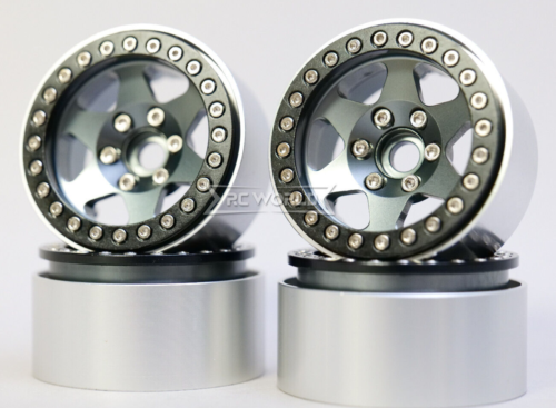 RC Truck Rims 1.9 Metal BEADLOCK 6 STAR Wheels-GUN METAL- 4pcs