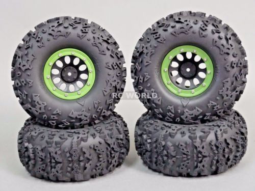 Axial 2.2 Rock CRAWLER Beadlock Wheels & TIres 140 mm 5.5" -Set Of 4- GREEN